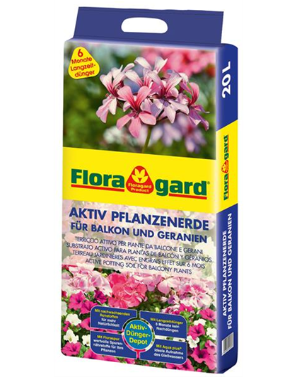 Floragard Aktiv Pflanzenerde für Balkon und Geranien