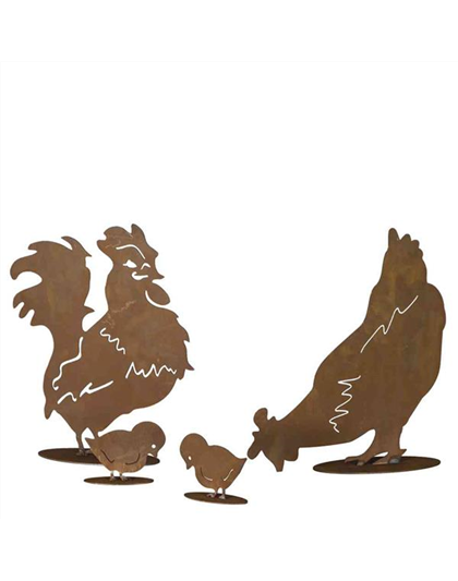 H.G-Deko Hühnerfamilie 4-teilig: Hahn, Henne, zwei Küken