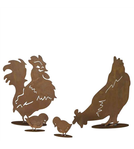 H.G-Deko Hühnerfamilie 4-teilig: Hahn, Henne, zwei Küken