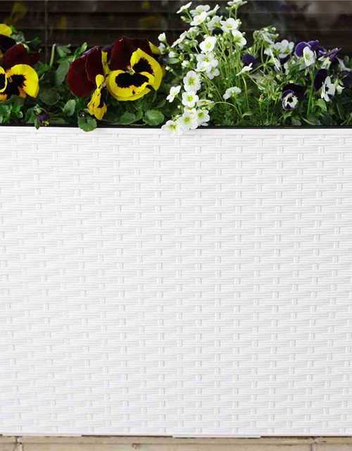 Siena Garden Pflanzkasten Segfe, eckig, 56x19x36,5 cm Rattanoptik in weiß Kunststoff