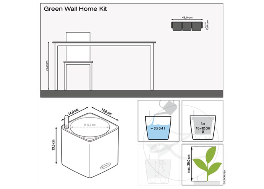 LECHUZA Green Wall Home Kit Glossy 
